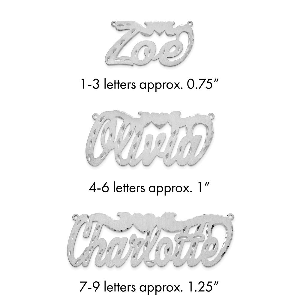 10k White gold Satin Diamond0cut Heart Name Plate