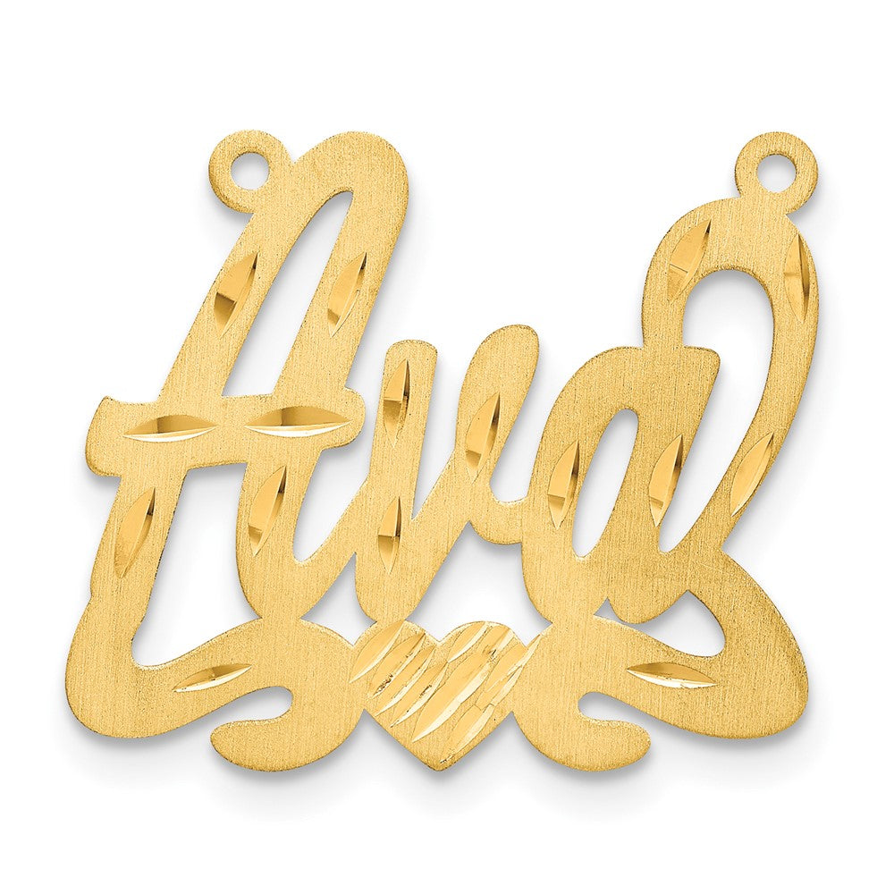 14k Yellow Gold Satin Diamond-cut Heart Name Plate