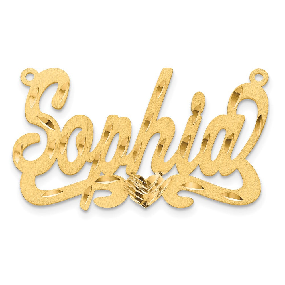 Sterling Silver/Gold-plated Satin Diamond-cut Heart Name Plate
