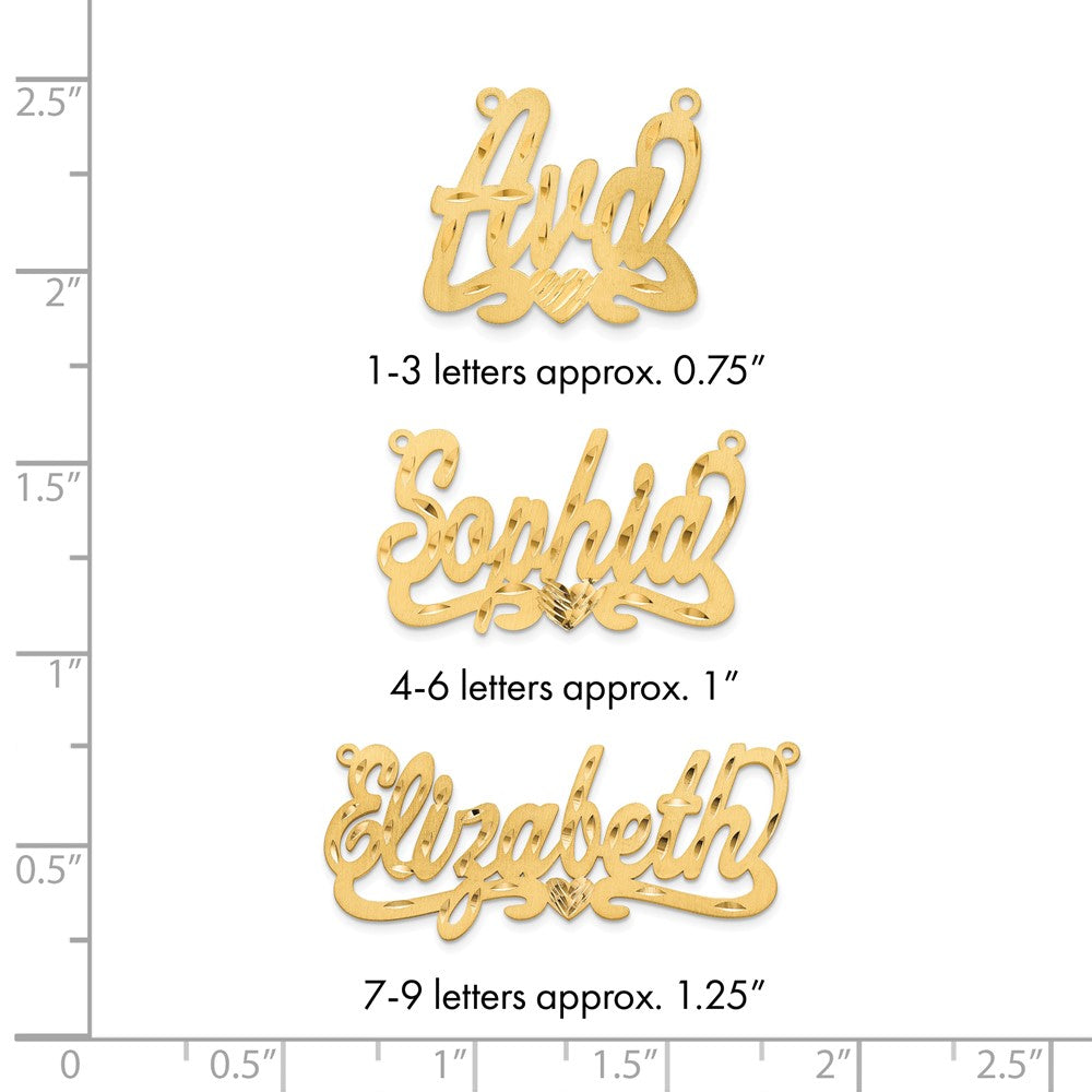 Sterling Silver/Gold-plated Satin Diamond-cut Heart Name Plate