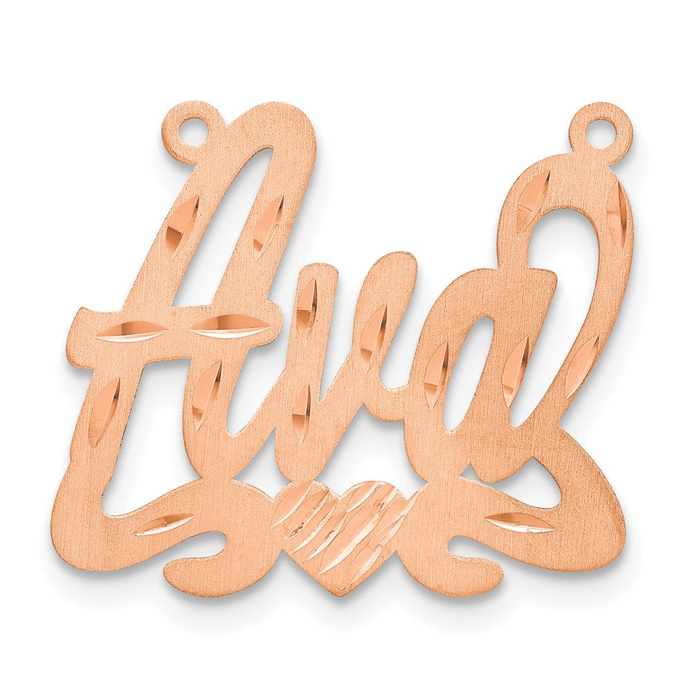 Sterling Silver/Rose-plated Satin Diamond-cut Heart Name Plate