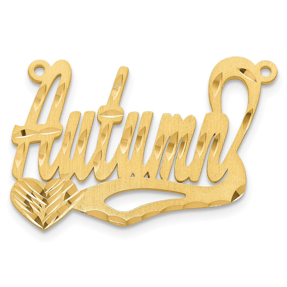 Sterling Silver/Gold-plated Satin Diamond-cut Heart Name Plate