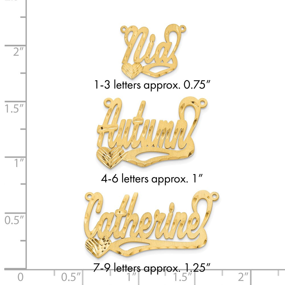 14k Yellow Gold Satin Diamond-cut Heart Name Plate