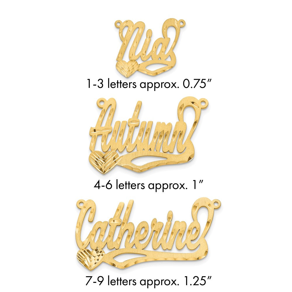 Sterling Silver/Gold-plated Satin Diamond-cut Heart Name Plate