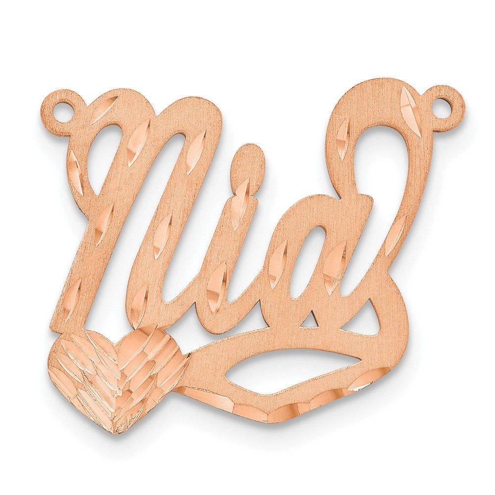 Sterling Silver/Rose-plated Satin Diamond-cut Heart Name Plate