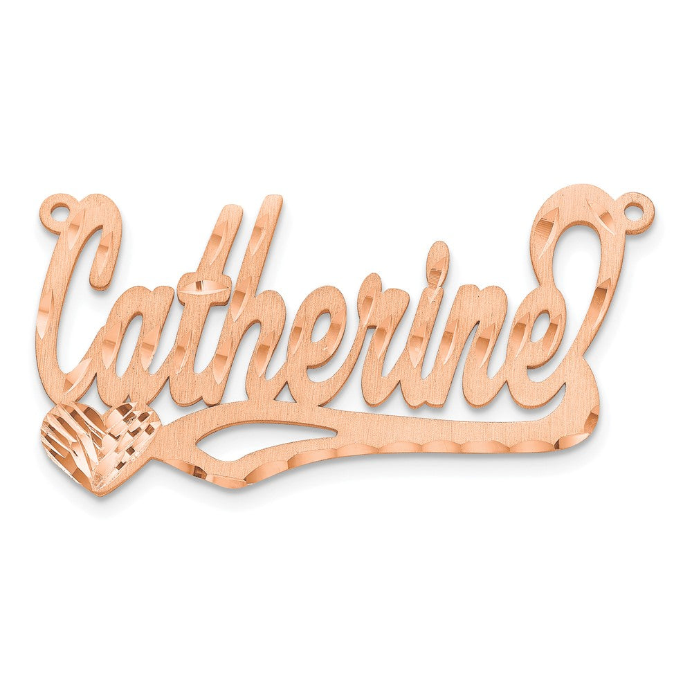 14k Rose Gold Satin Diamond-cut Heart Name Plate