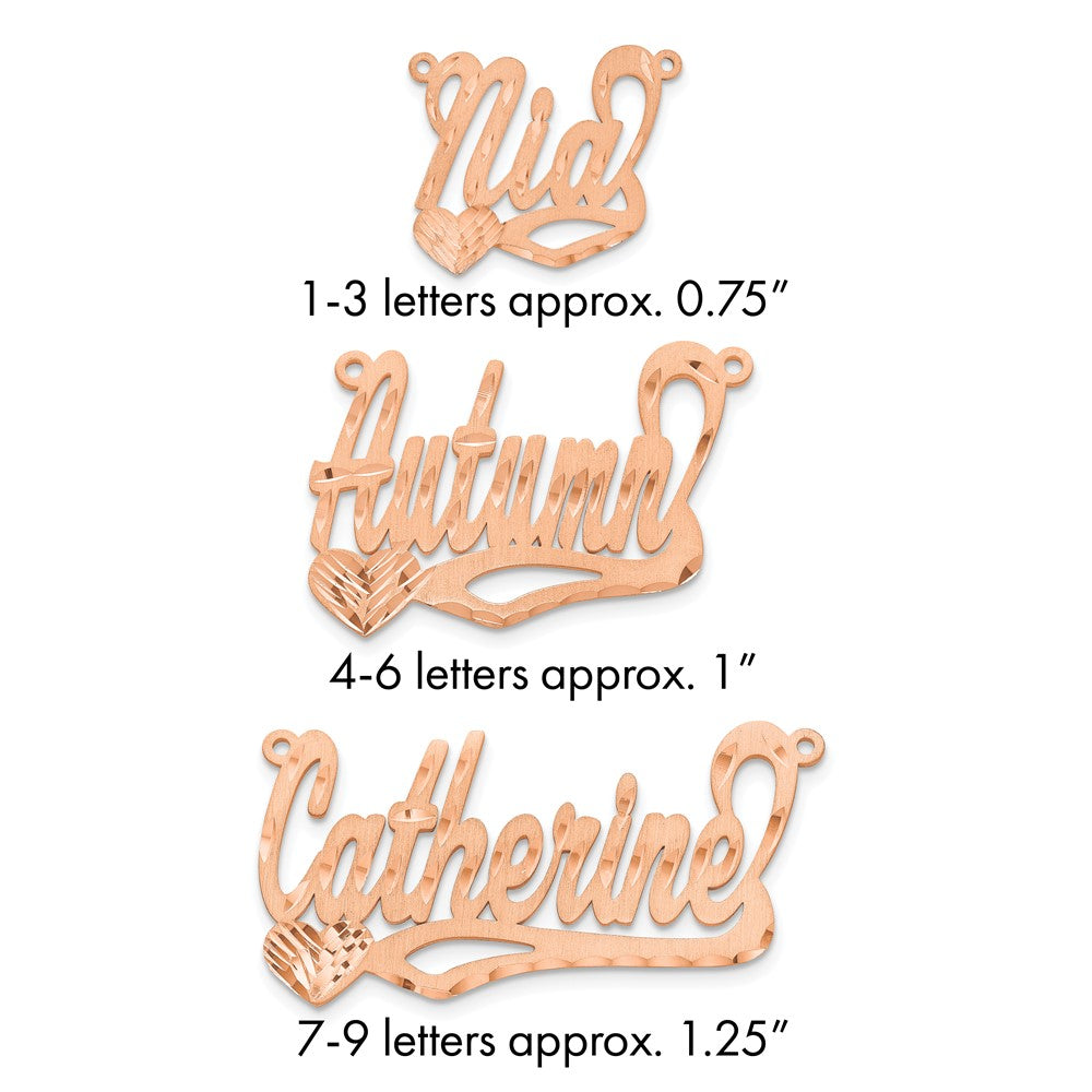 14k Rose Gold Satin Diamond-cut Heart Name Plate