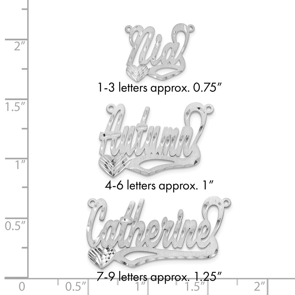 14k White Gold Satin Diamond-cut Heart Name Plate