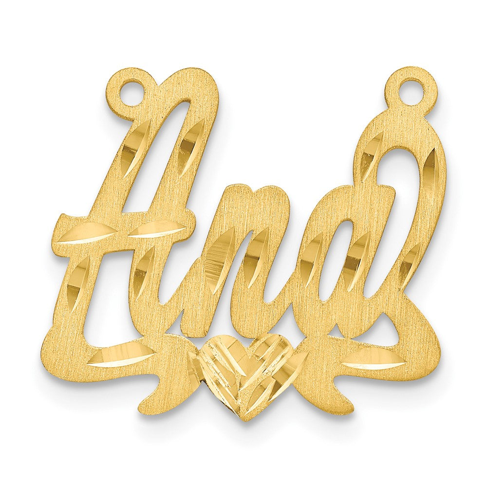 Sterling Silver/Gold-plated Satin Diamond-cut Heart Name Plate