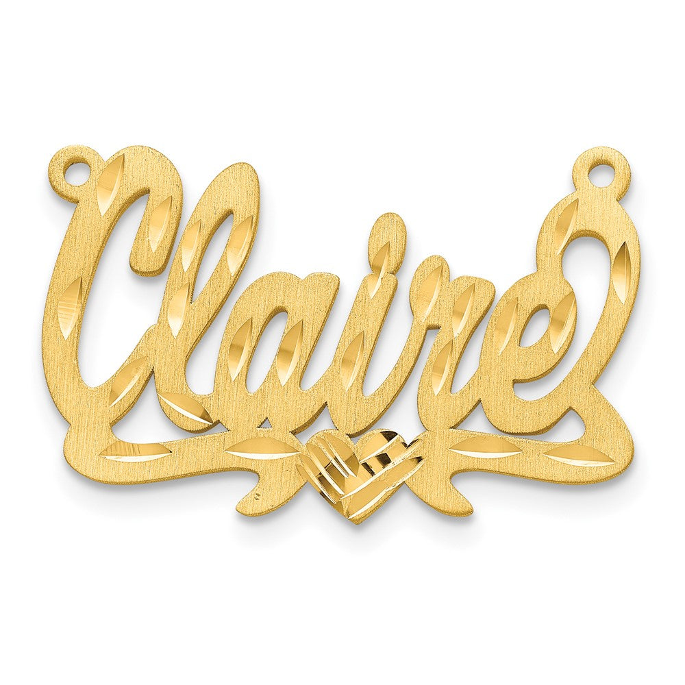 Sterling Silver/Gold-plated Satin Diamond-cut Heart Name Plate