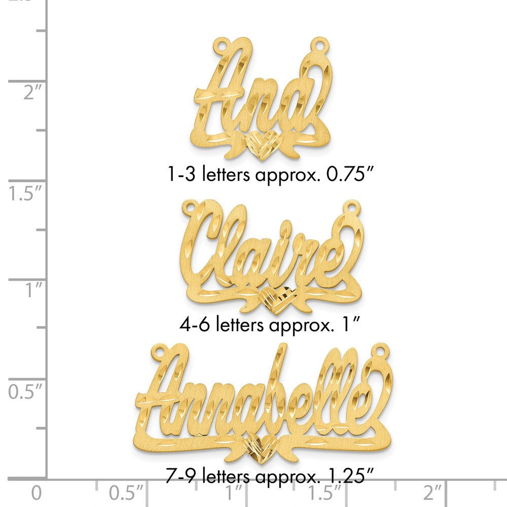 Sterling Silver/Gold-plated Satin Diamond-cut Heart Name Plate