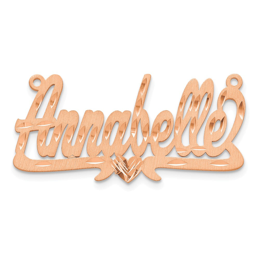 Sterling Silver/Rose-plated Satin Diamond-cut Heart Name Plate