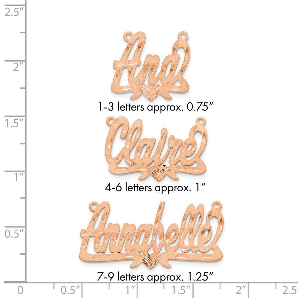 14k Rose Gold Satin Diamond-cut Heart Name Plate