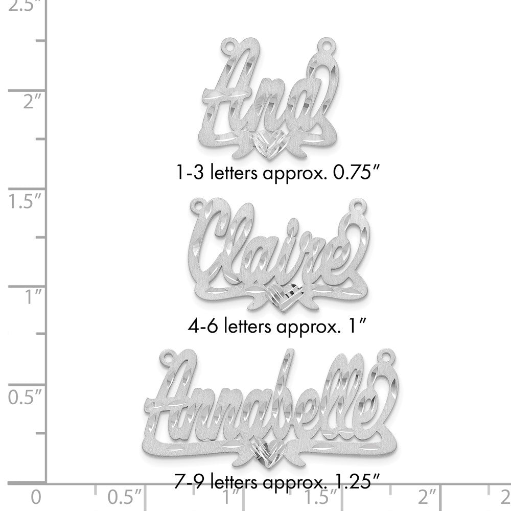 10k White Gold Satin Diamond-cut Heart Name Plate