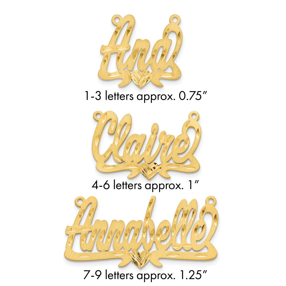 Sterling Silver/Gold-plated Satin Diamond-cut Heart Name Plate
