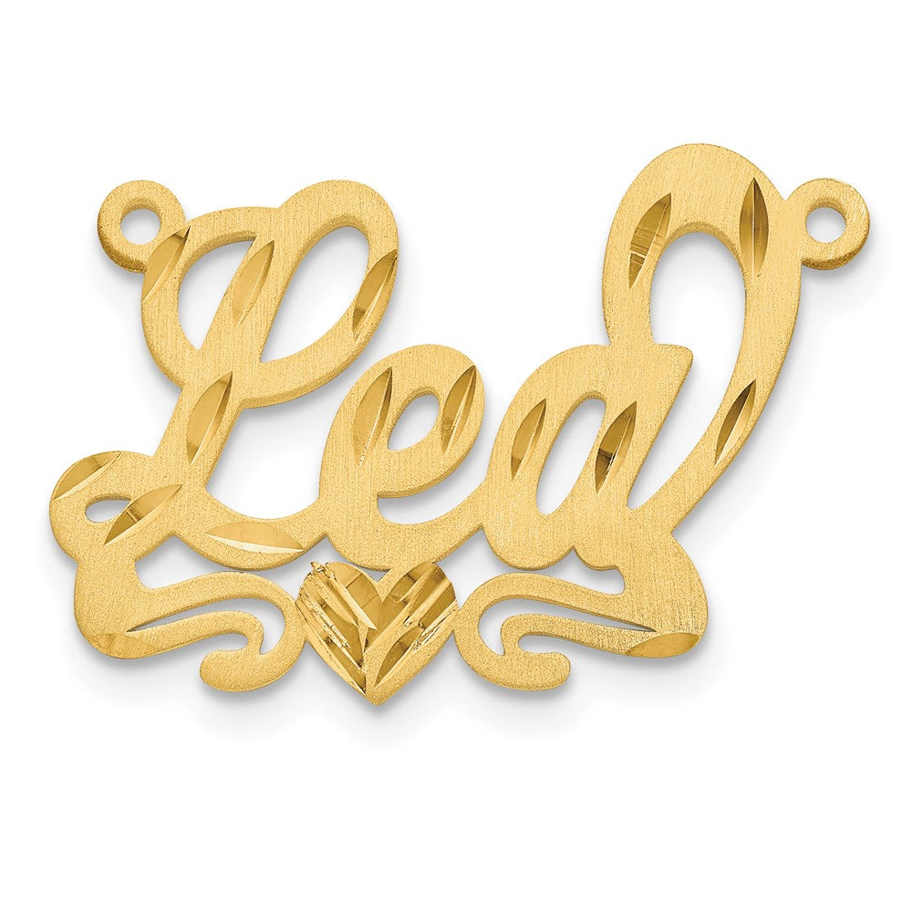 14k Yellow Gold Satin Diamond-cut Heart Name Plate