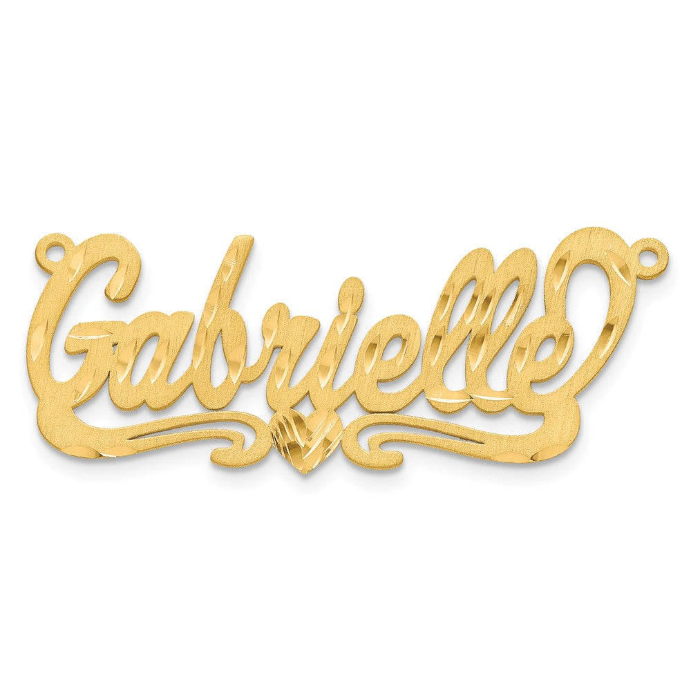 Sterling Silver/Gold-plated Satin Diamond-cut Heart Name Plate