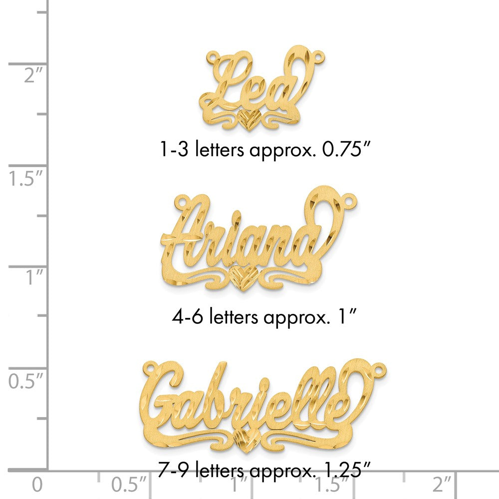 14k Yellow Gold Satin Diamond-cut Heart Name Plate