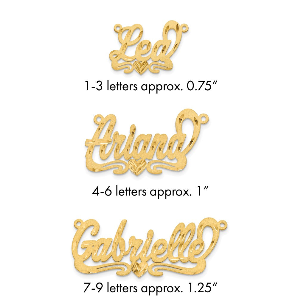 Sterling Silver/Gold-plated Satin Diamond-cut Heart Name Plate