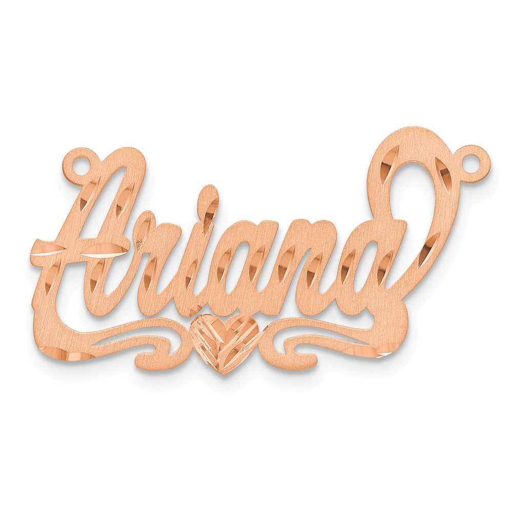 14k Rose Gold Satin Diamond-cut Heart Name Plate