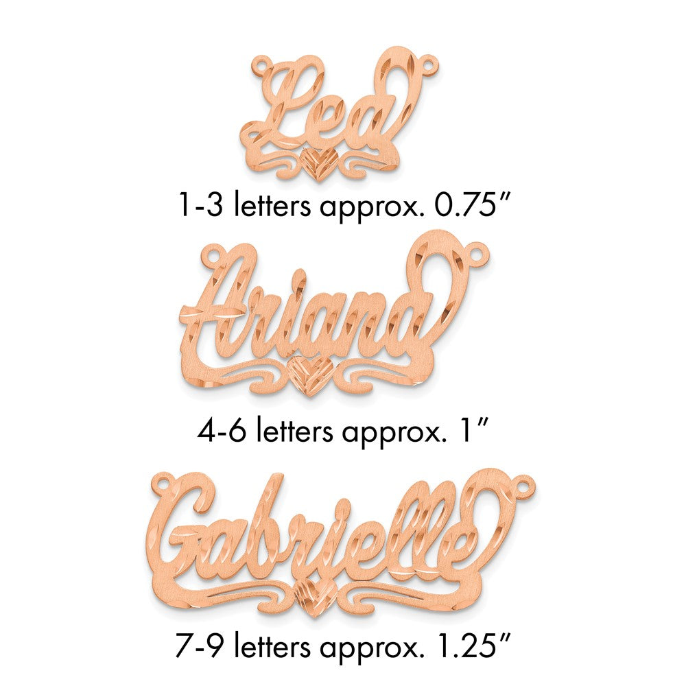 14k Rose Gold Satin Diamond-cut Heart Name Plate