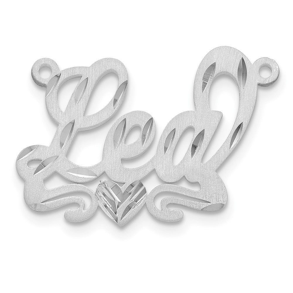 14k White Gold Satin Diamond-cut Heart Name Plate