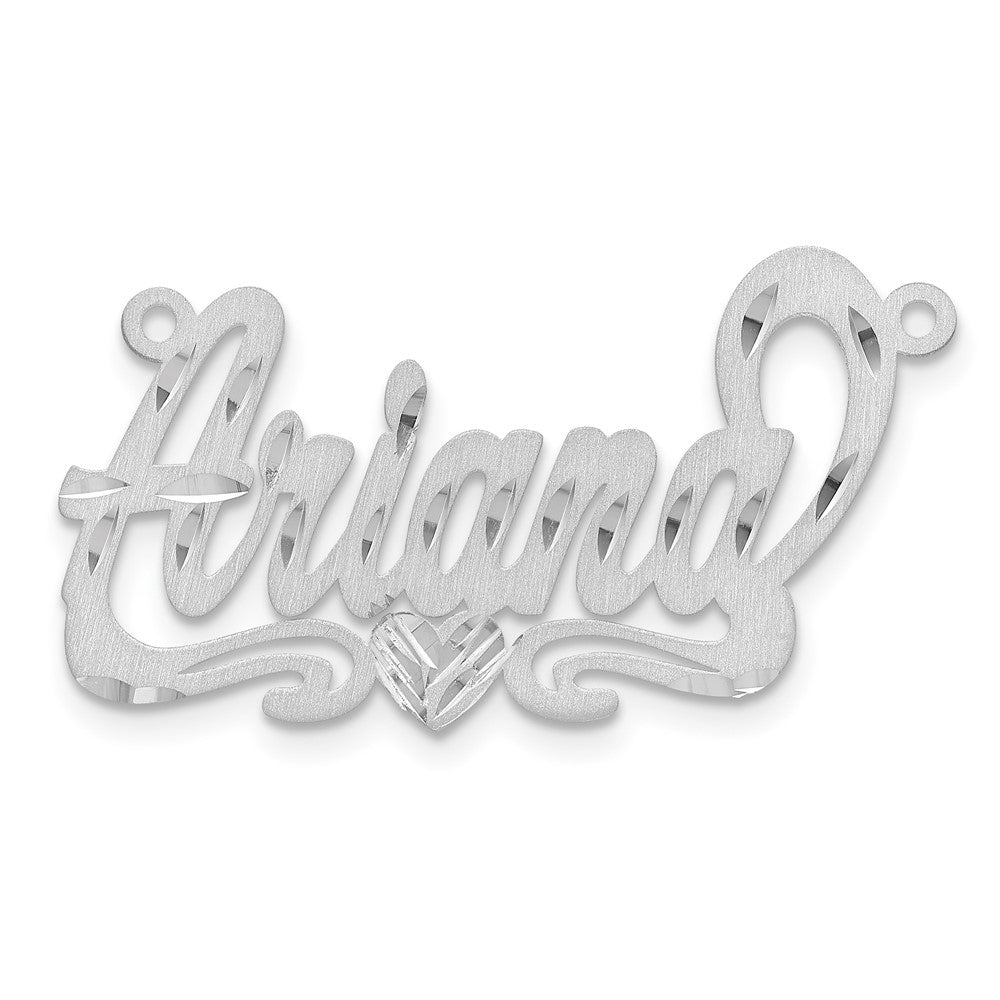 14k White Gold Satin Diamond-cut Heart Name Plate