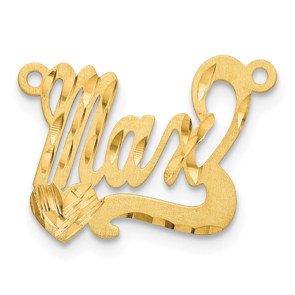 14k Yellow Gold Satin Diamond-cut Heart Name Plate