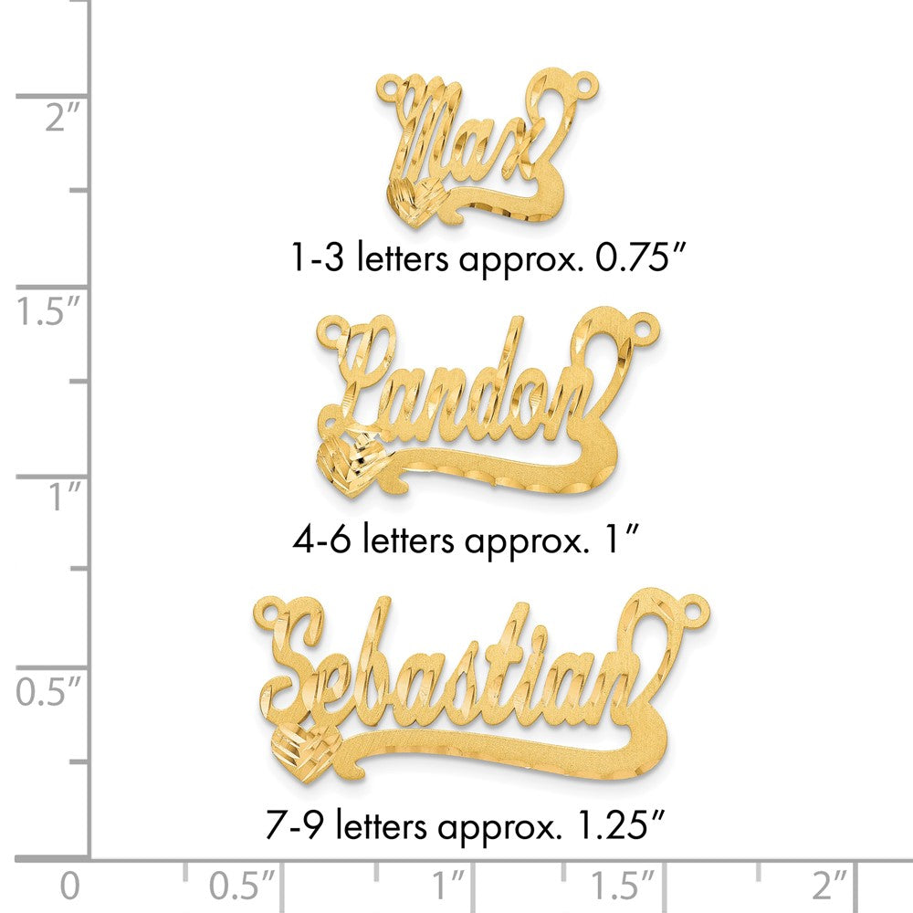 14k Yellow Gold Satin Diamond-cut Heart Name Plate