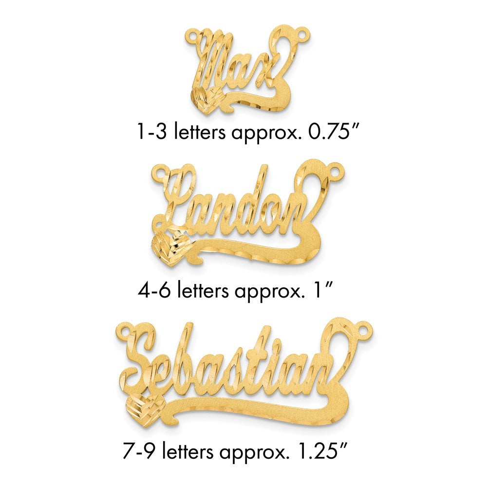 14k Yellow Gold Satin Diamond-cut Heart Name Plate