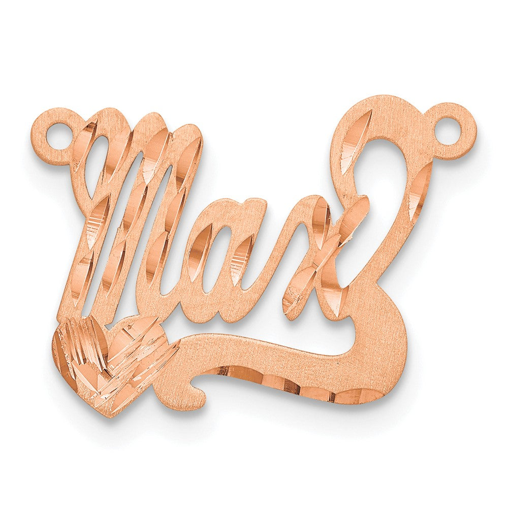 Sterling Silver/Rose-plated Satin Diamond-cut Heart Name Plate