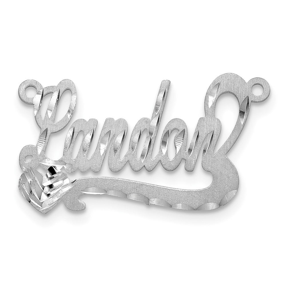 Sterling Silver/Gold-plated Satin Diamond-cut Heart Name Plate