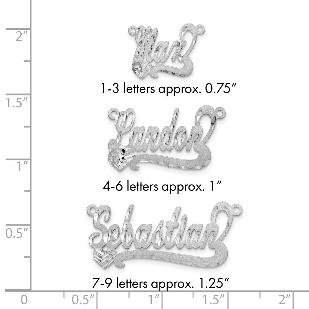 10k White Gold Satin Diamond-cut Heart Name Plate