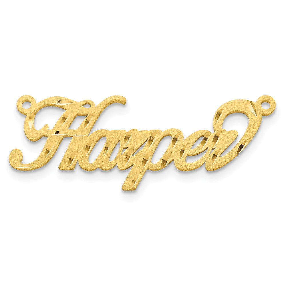 14k Yellow Gold Satin Diamond-cut Name Plate