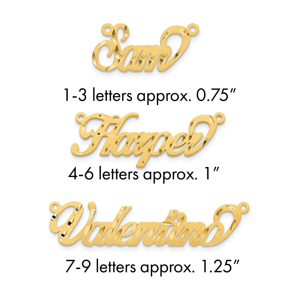 14k Yellow Gold Satin Diamond-cut Name Plate