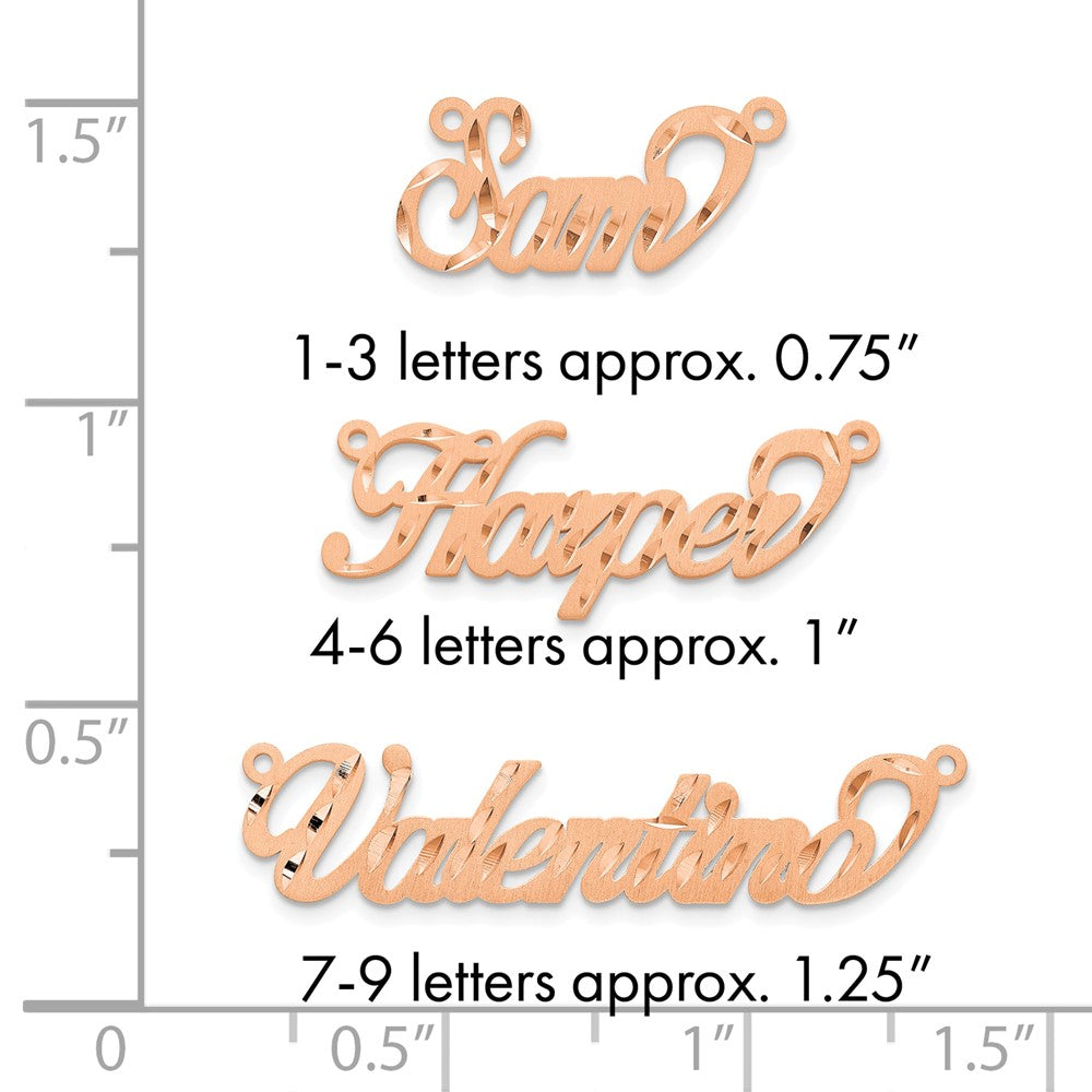 14k Rose Gold Satin Diamond-cut Name Plate