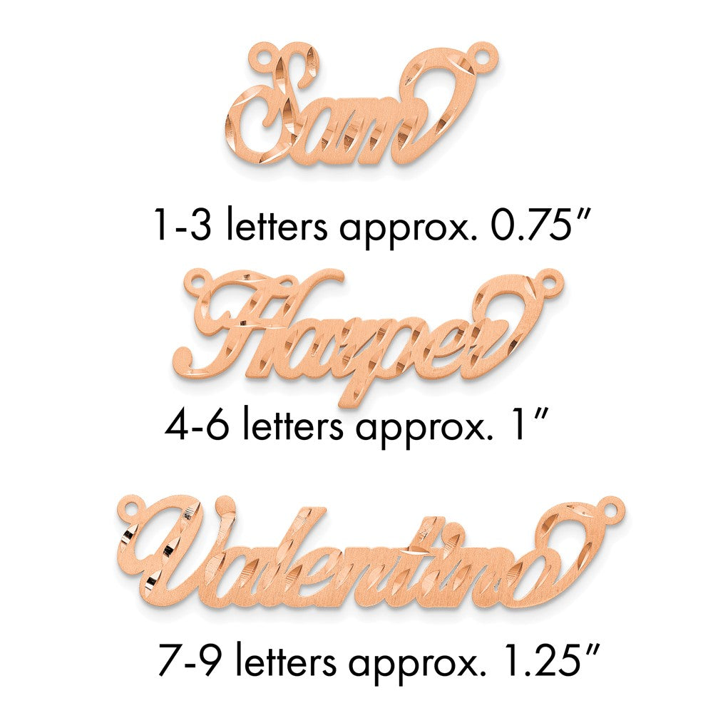 14k Rose Gold Satin Diamond-cut Name Plate