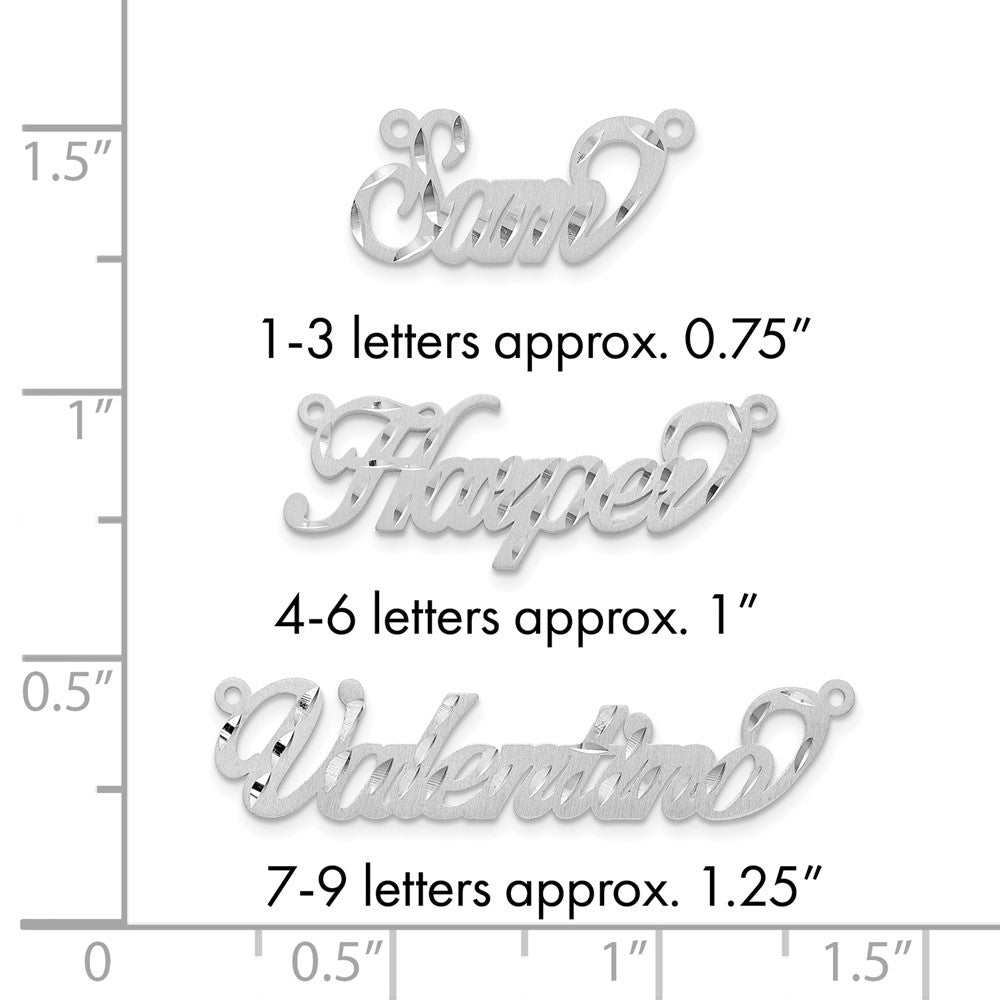 Sterling Silver/Rhodium-plated Satin Diamond-cut Name Plate
