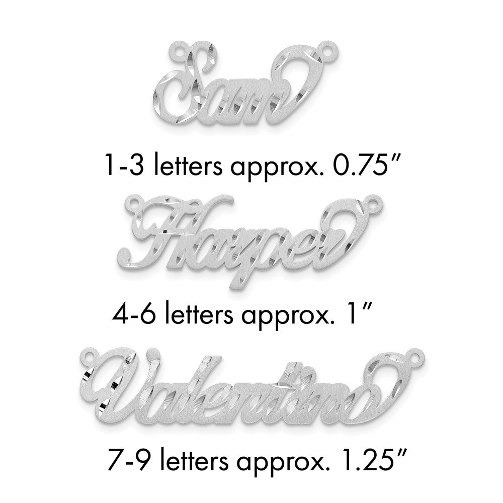 10k White Gold Satin Diamond-cut Name Plate