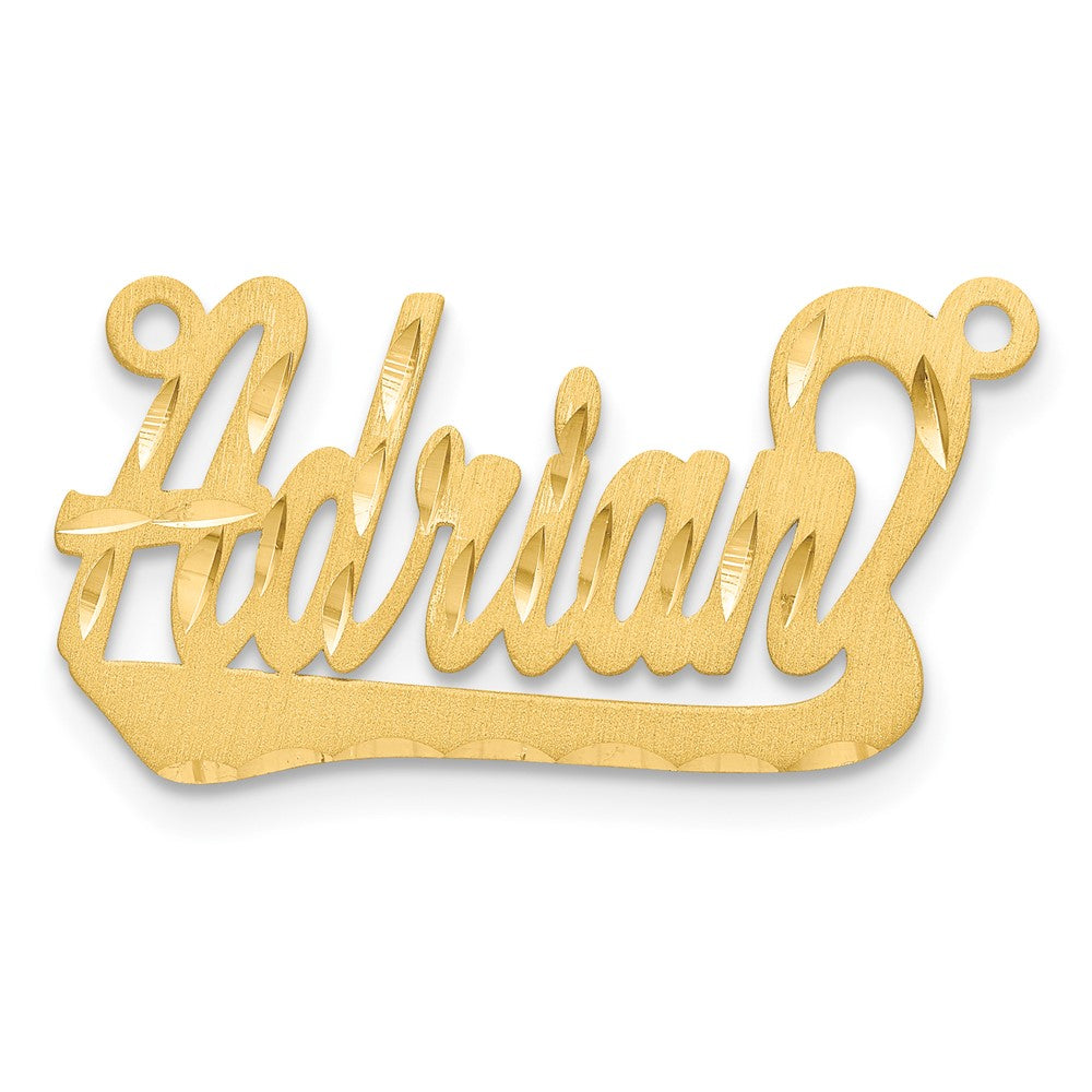 14k Yellow Gold Satin Diamond-cut Underlined Name Plate