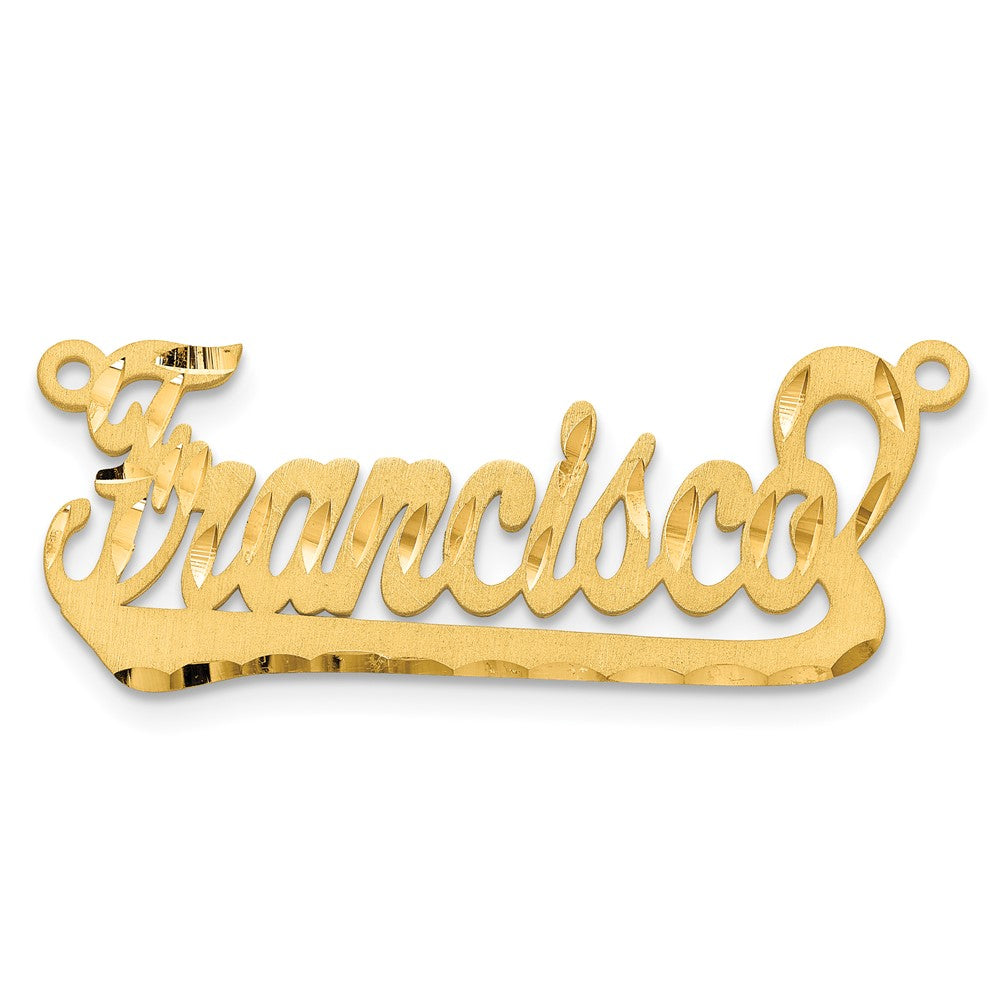 14k Yellow Gold Satin Diamond-cut Underlined Name Plate