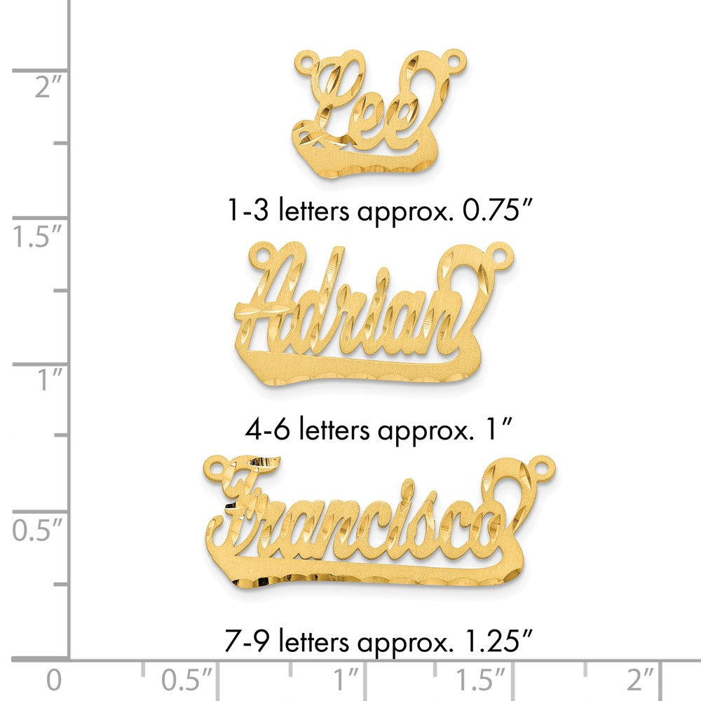 14k Yellow Gold Satin Diamond-cut Underlined Name Plate