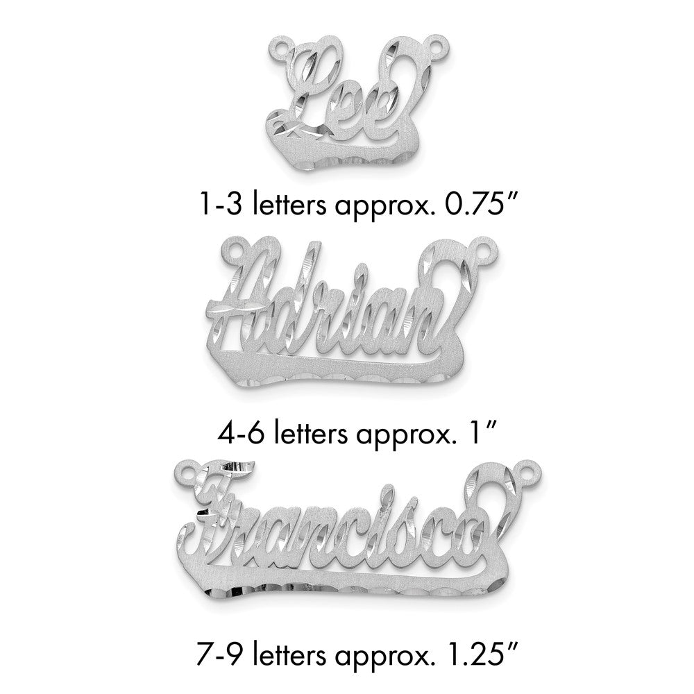 14k White Gold Satin Diamond-cut Underlined Name Plate