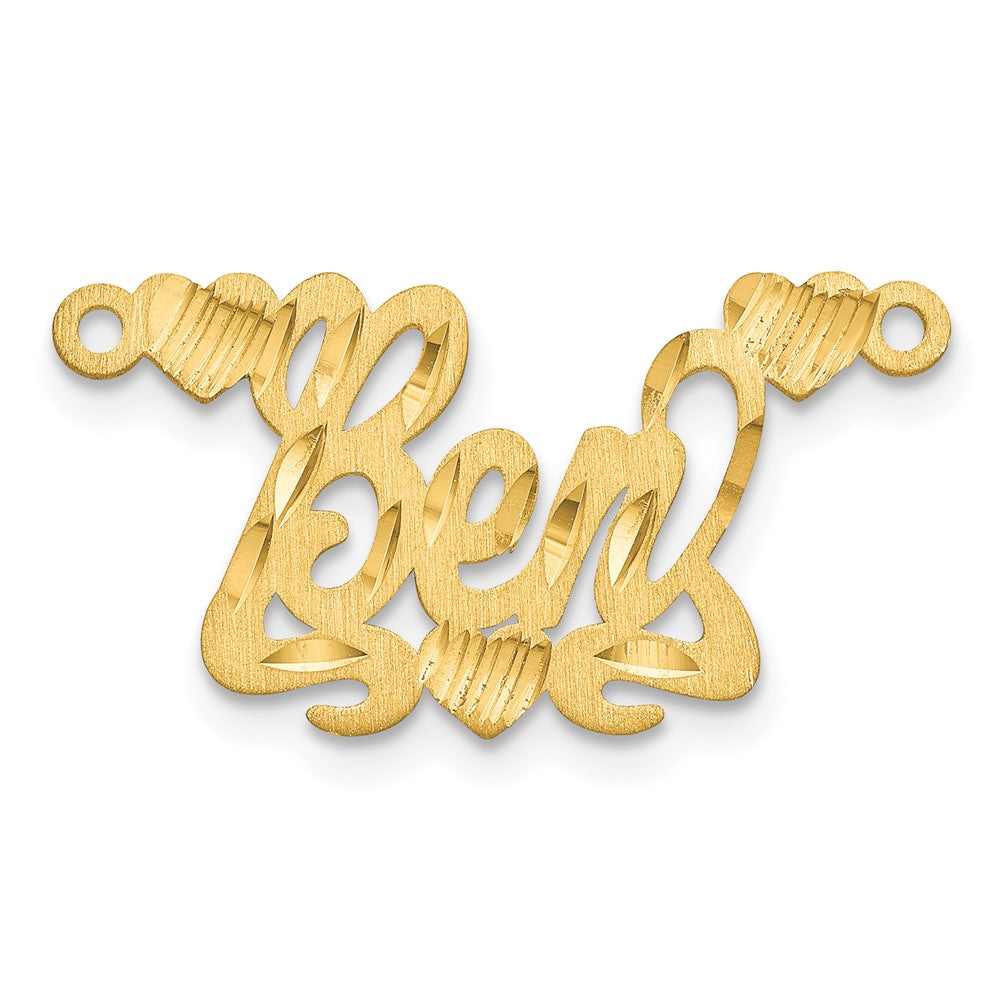 Sterling Silver/Gold-plated Satin Diamond-cut Hearts Name Plate