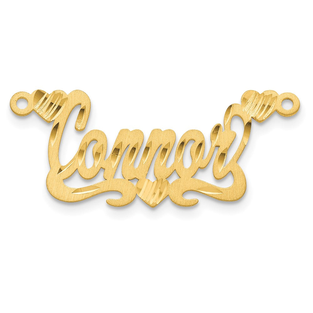 14k Yellow Gold Satin Diamond-cut Hearts Name Plate
