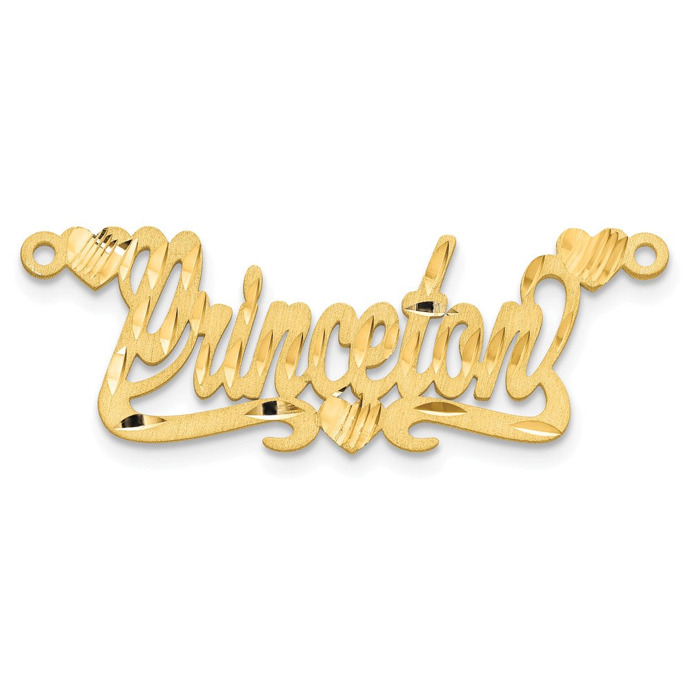 Sterling Silver/Gold-plated Satin Diamond-cut Hearts Name Plate