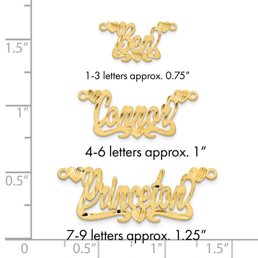 14k Yellow Gold Satin Diamond-cut Hearts Name Plate