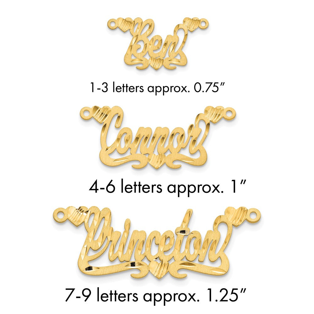 Sterling Silver/Gold-plated Satin Diamond-cut Hearts Name Plate