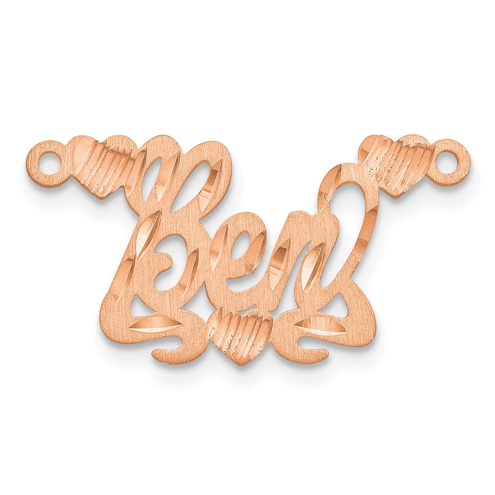 Sterling Silver/Rose-plated Satin Diamond-cut Hearts Name Plate