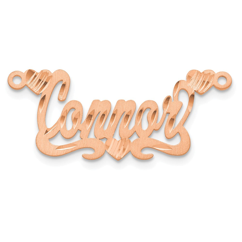 14k Rose Gold Satin Diamond-cut Hearts Name Plate